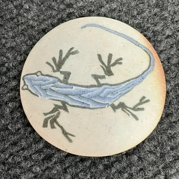 Miniature Lizard Pottery Plate Coaster Southwestern Reptile Handmade - Picture 2 of 3
